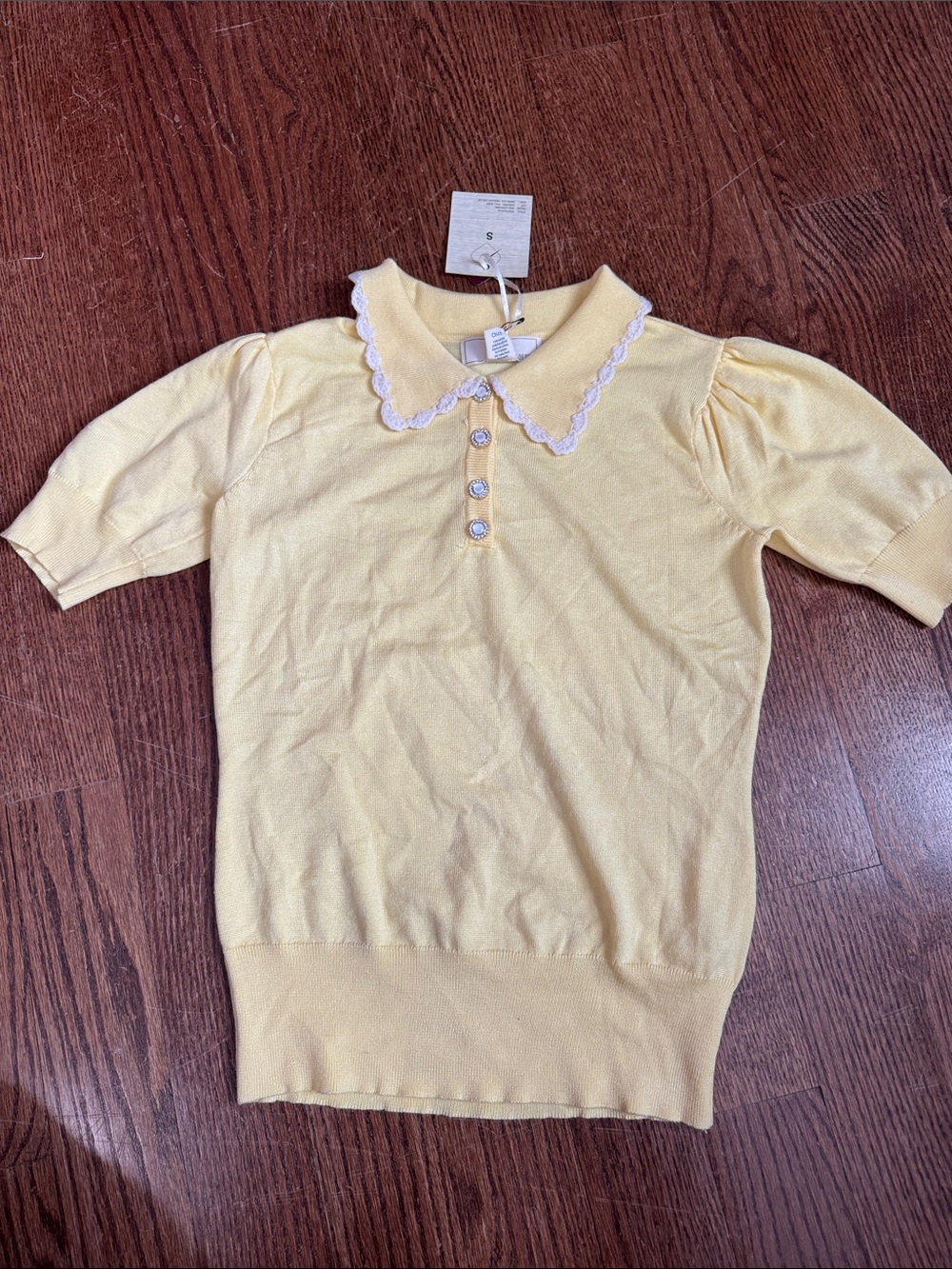 Yellow Short-Sleeve Sweater Top